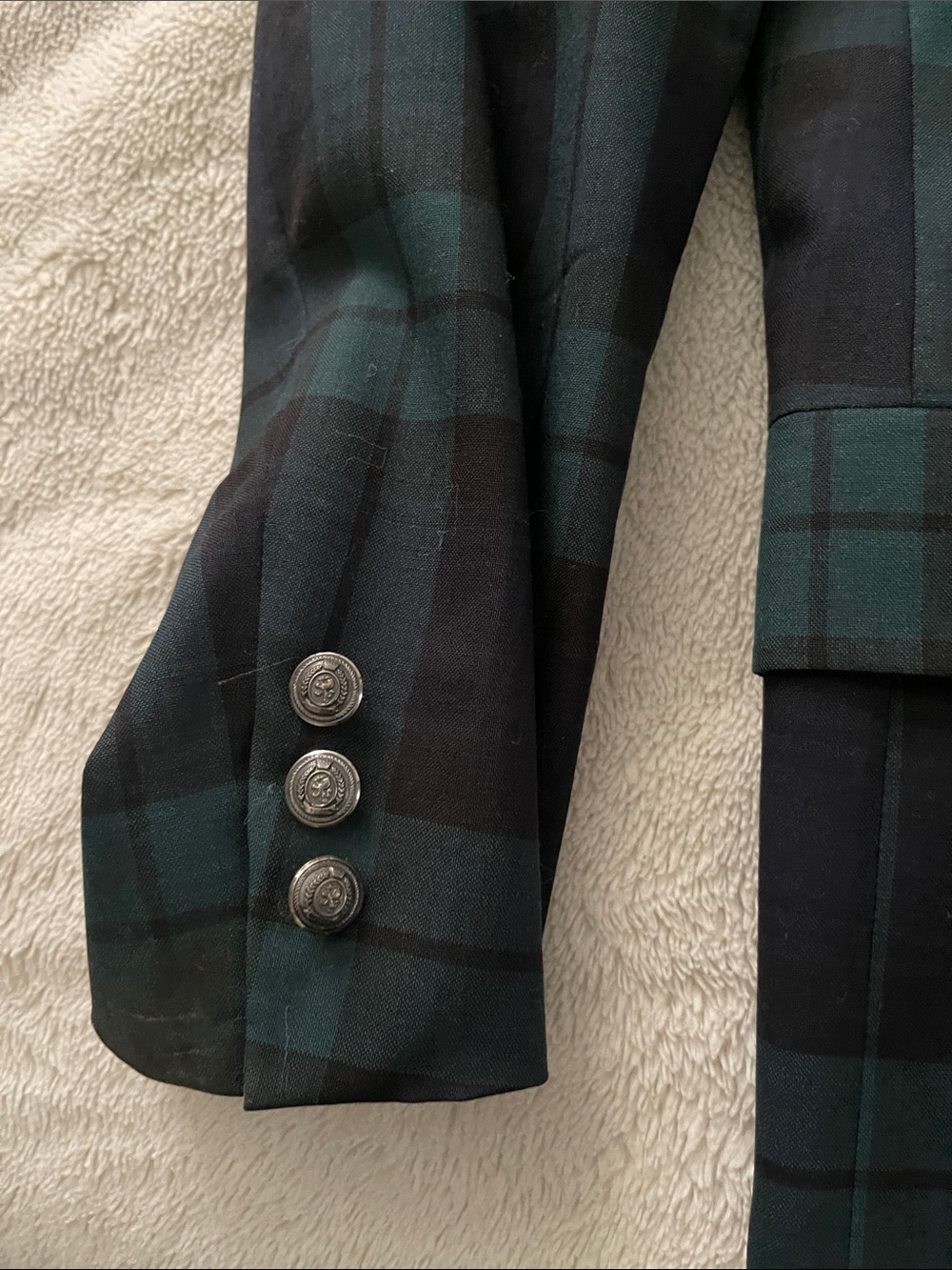 Tommy Hilfiger Green Blue Plaid Double Breasted Blazer Men’s 44L - Picture 3 of 7